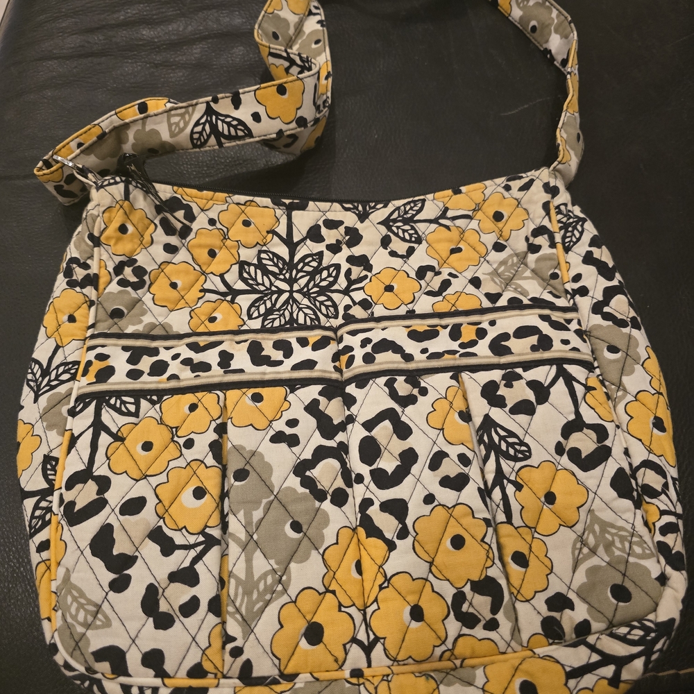 Vera Bradley Yellow and Black Floral Shoulder Bag